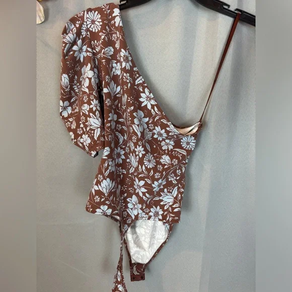 Intimately Free People One Shoulder Floral Print Bodysuit- Sz Small - Picture 3 of 8